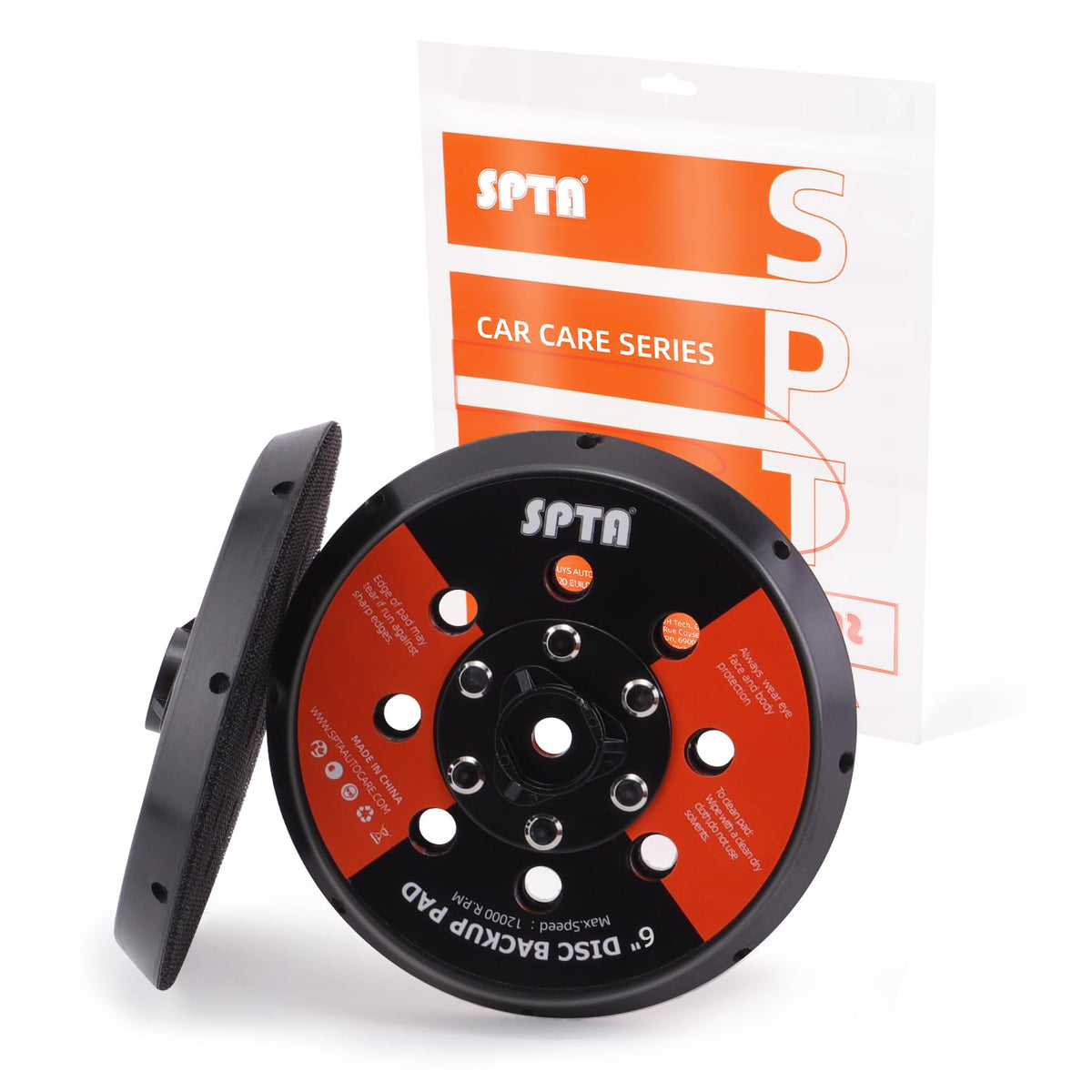 SPTA front view backing plate showing full face for secure pad hold