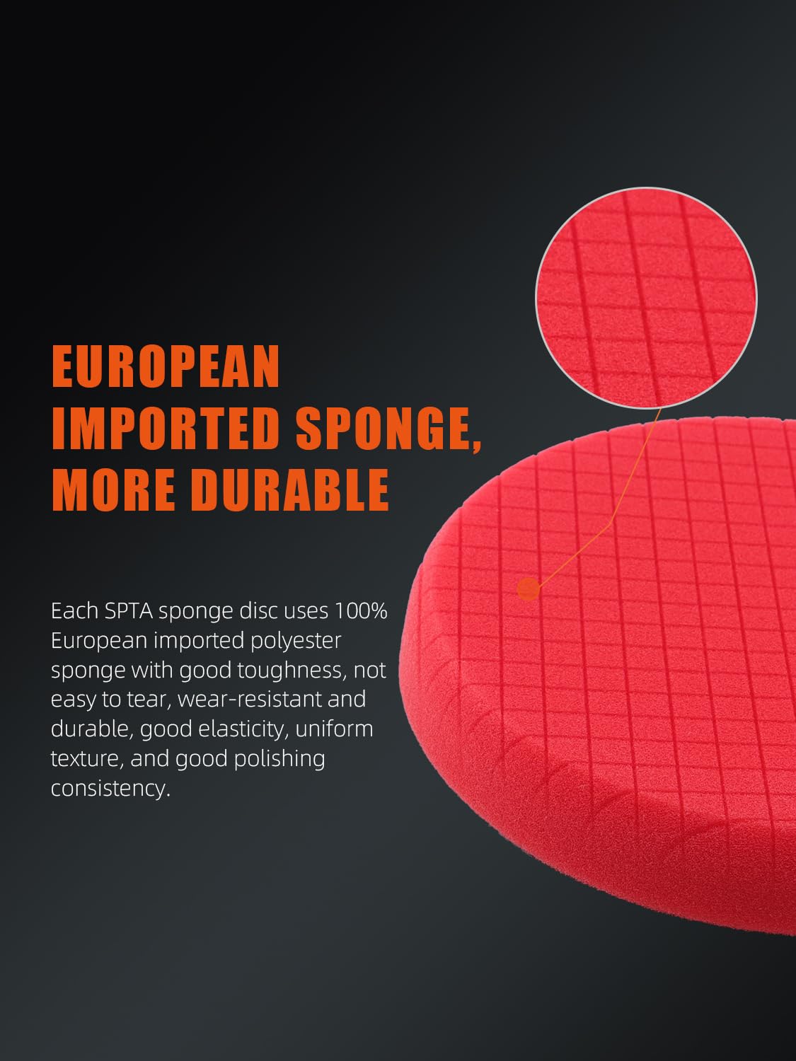 SPTA gray microfiber fast-cut pad texture highlighting fast-cut performance