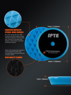 SPTA microfiber finishing disc detail providing streak-free gloss benefits