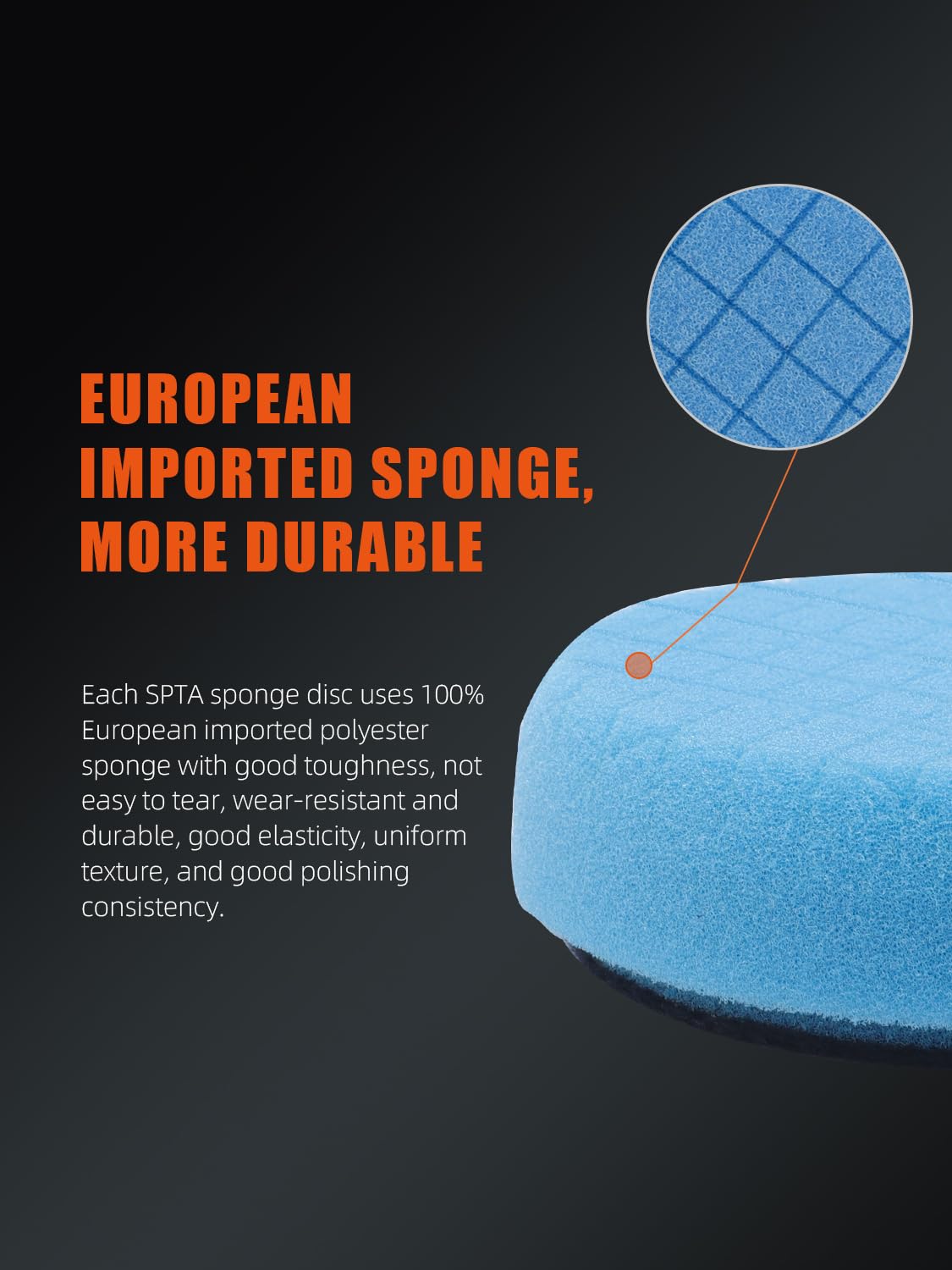 SPTA microfiber finishing pad close shot for high gloss shine on paintwork