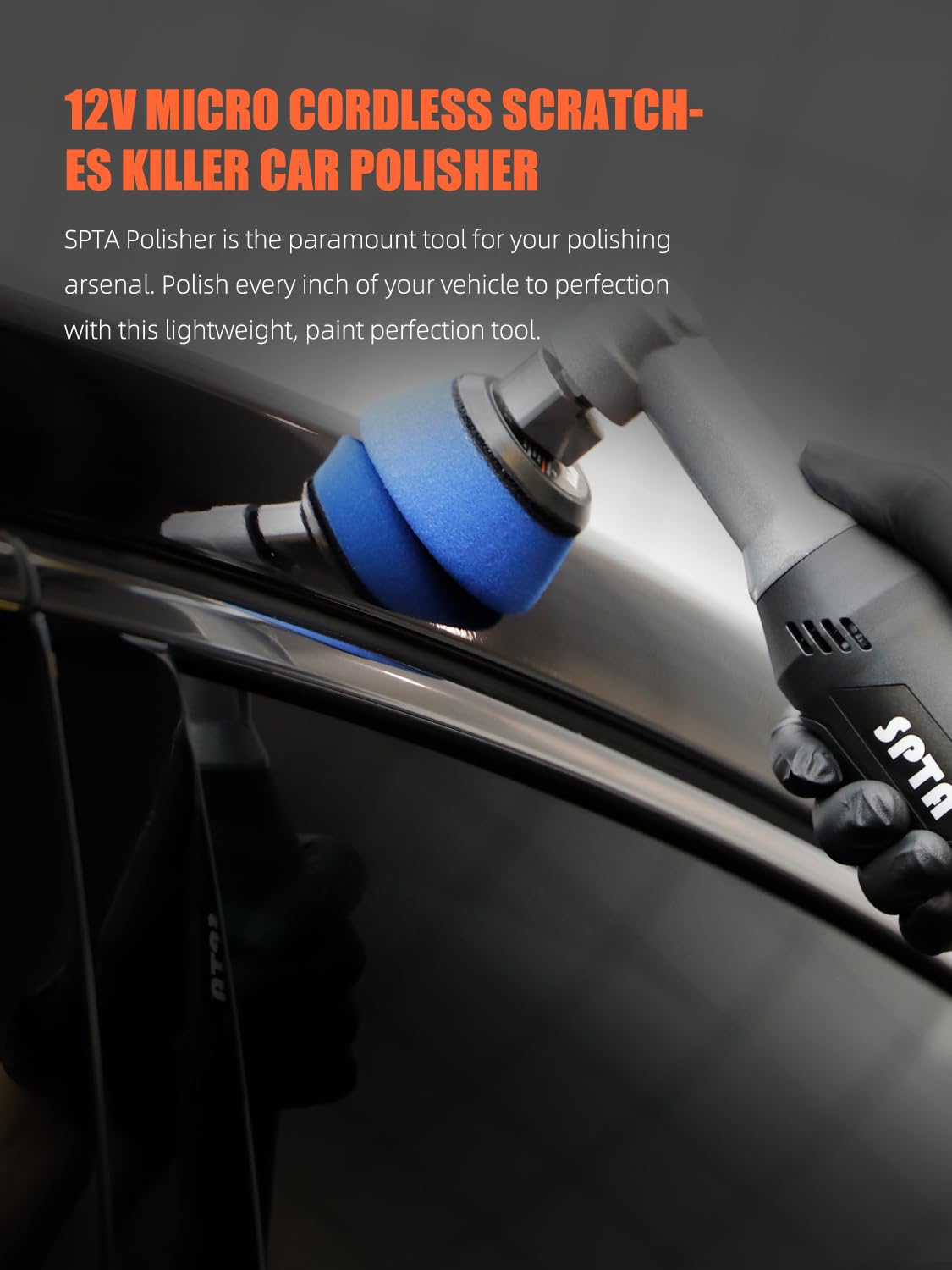 SPTA mini polisher battery and charger showing cordless runtime convenience benefit