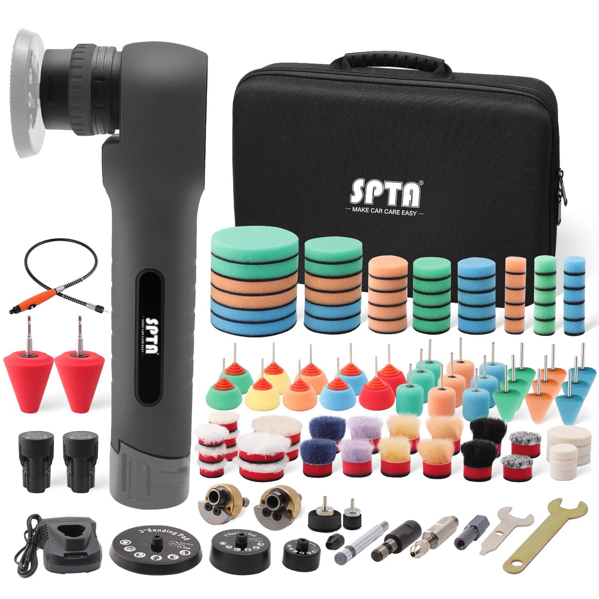 SPTA mini polisher front view showing compact design and portable advantage