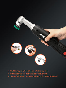 SPTA mini polisher grip and controls showing variable speed for control benefit
