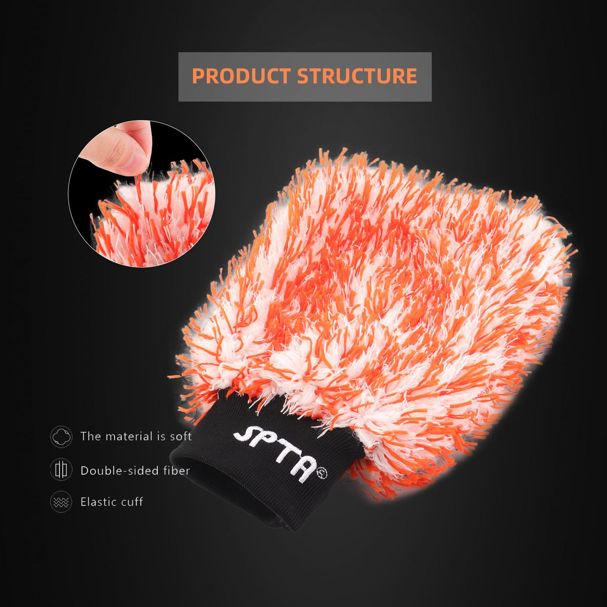 SPTA mitt on hand washing a car panel demonstrating secure grip