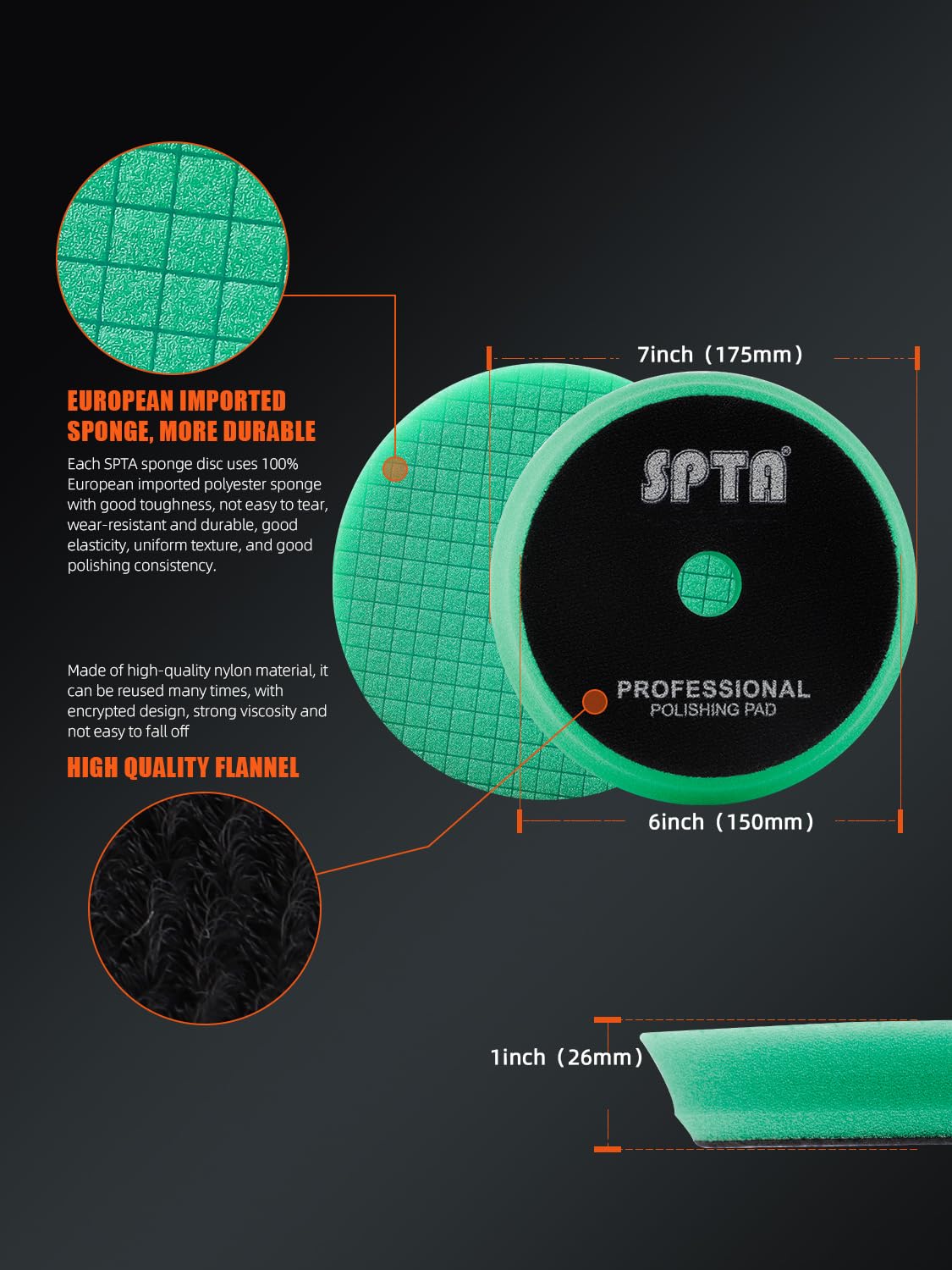 SPTA foam pad close-up showing textured surface for efficient cutting and longevity