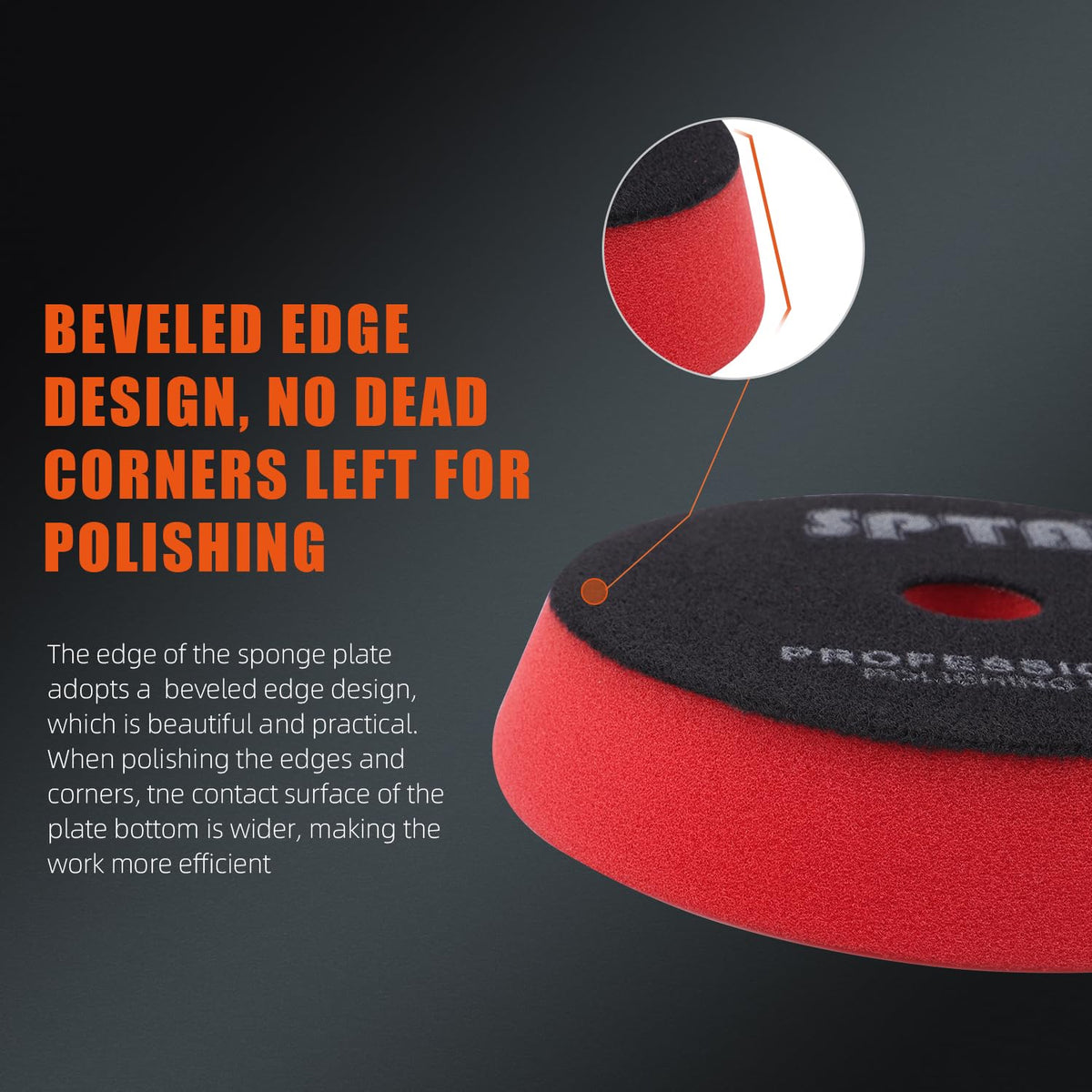 SPTA pad mounted on polisher showing effective compound retention