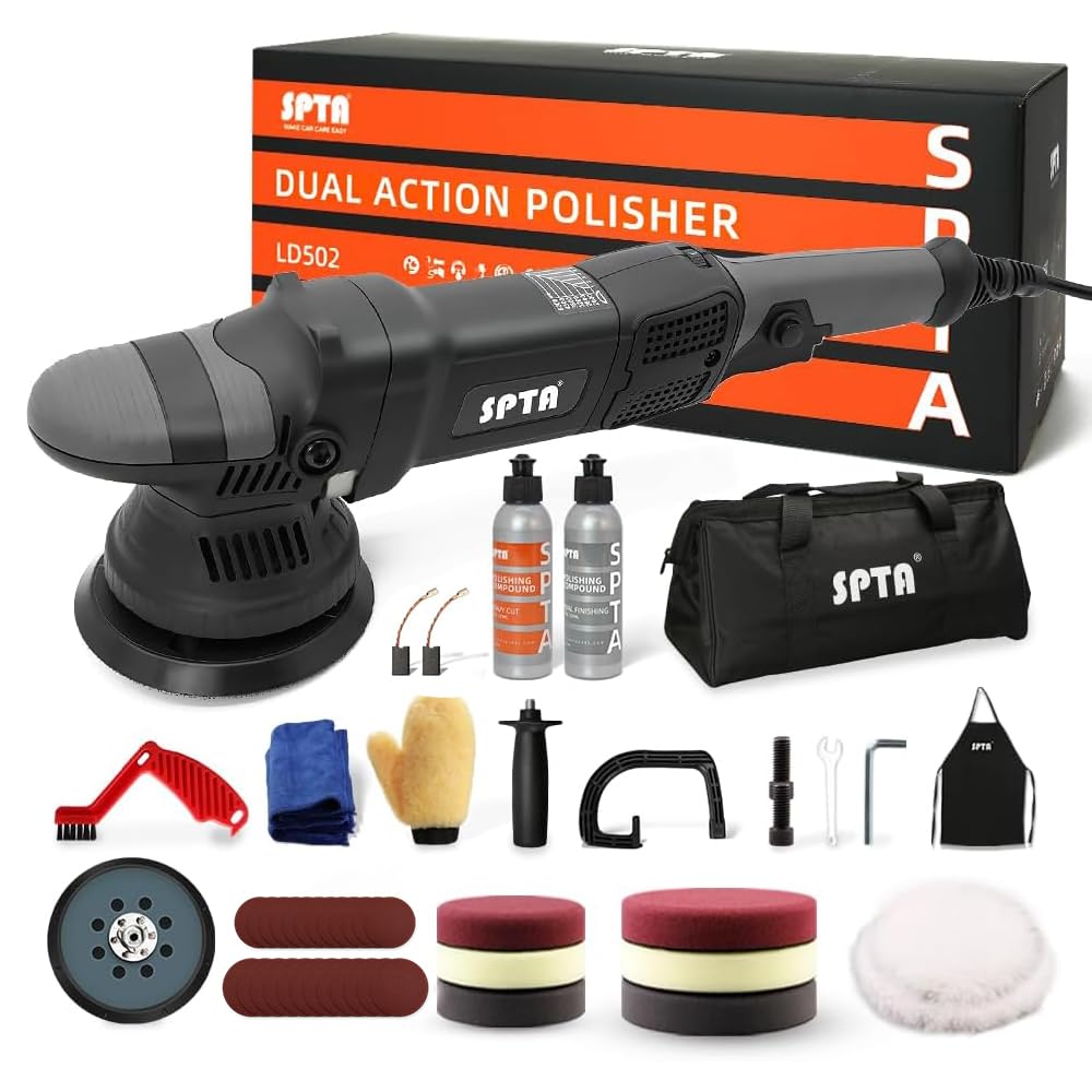 SPTA polisher front view showing controls and benefits of precise speed control