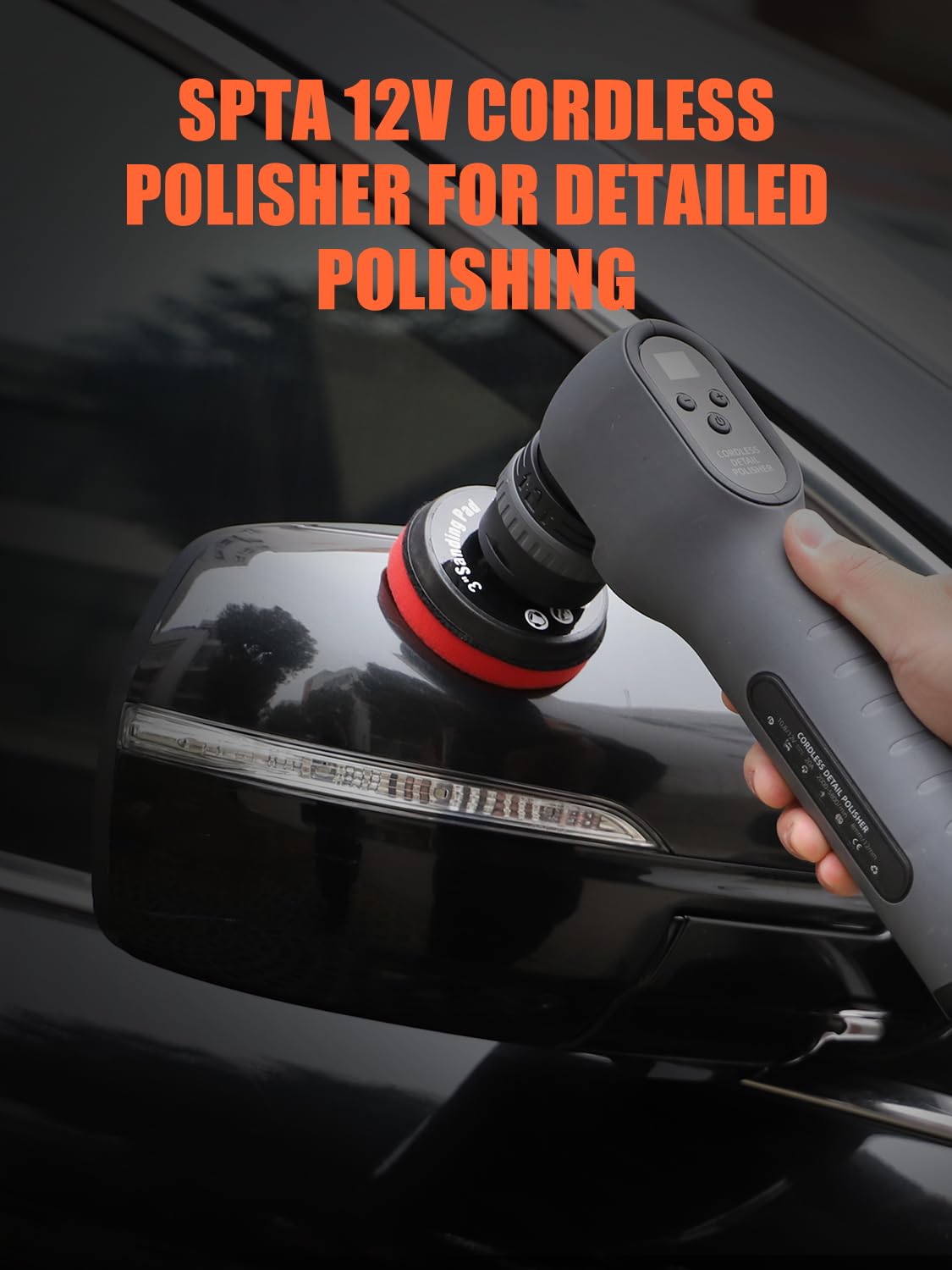 SPTA polisher in a garage scene demonstrating convenient cordless use