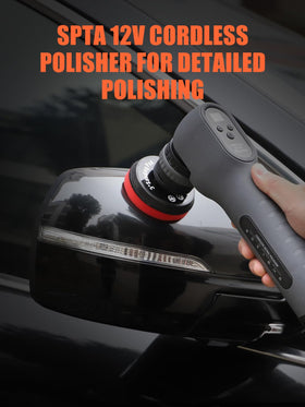 SPTA polisher in a garage scene demonstrating convenient cordless use