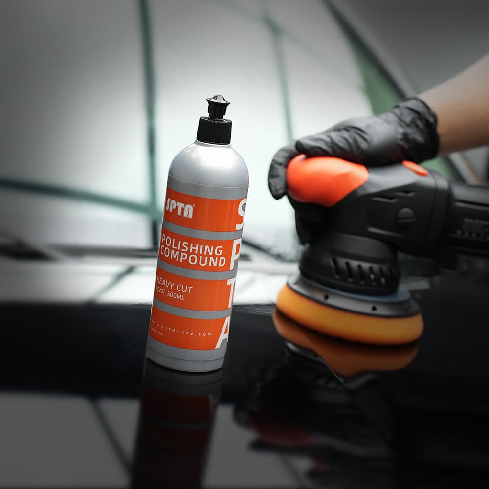 SPTA polishing in action on car panel demonstrating fast swirl removal benefit