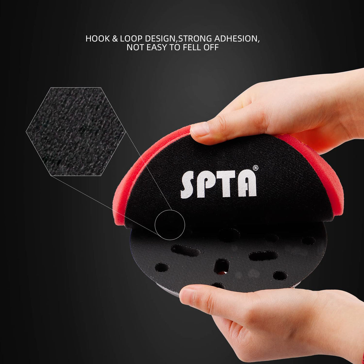 SPTA Red T10 with polishing compound on face illustrating controlled product pickup