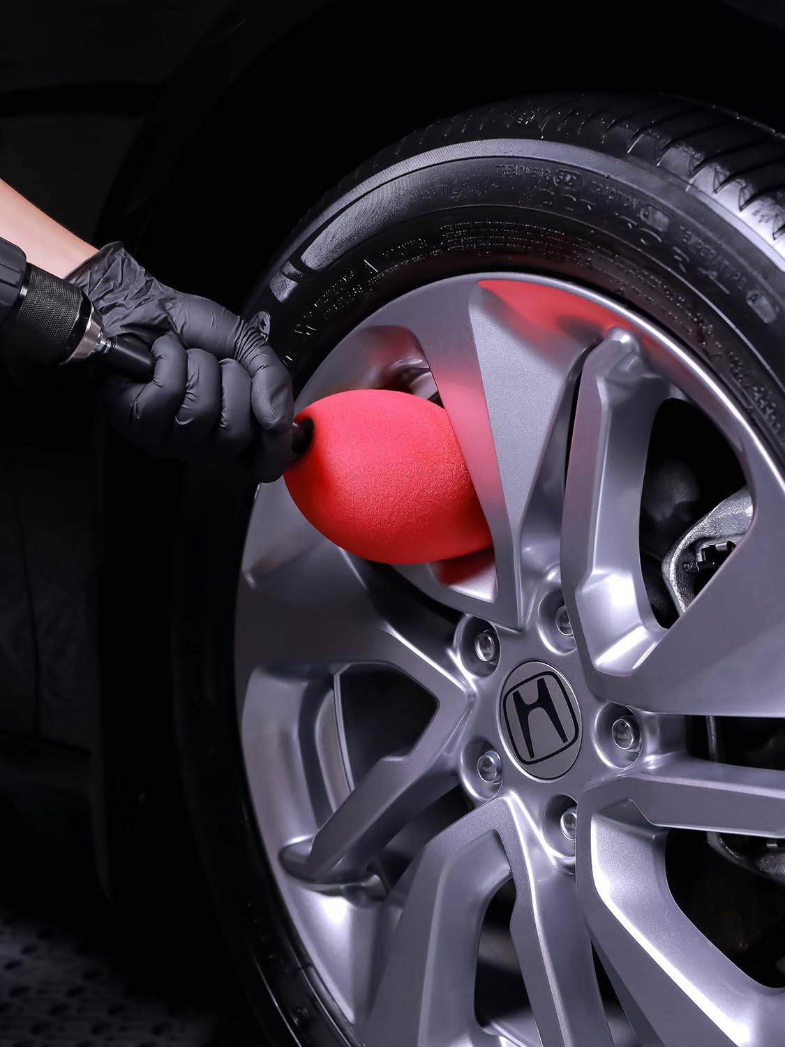 SPTA polisher beside a drill for scale showing compatibility with household drills