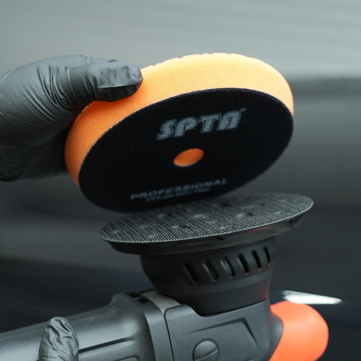 SPTA backing plate next to ruler showing 6-inch size and scale