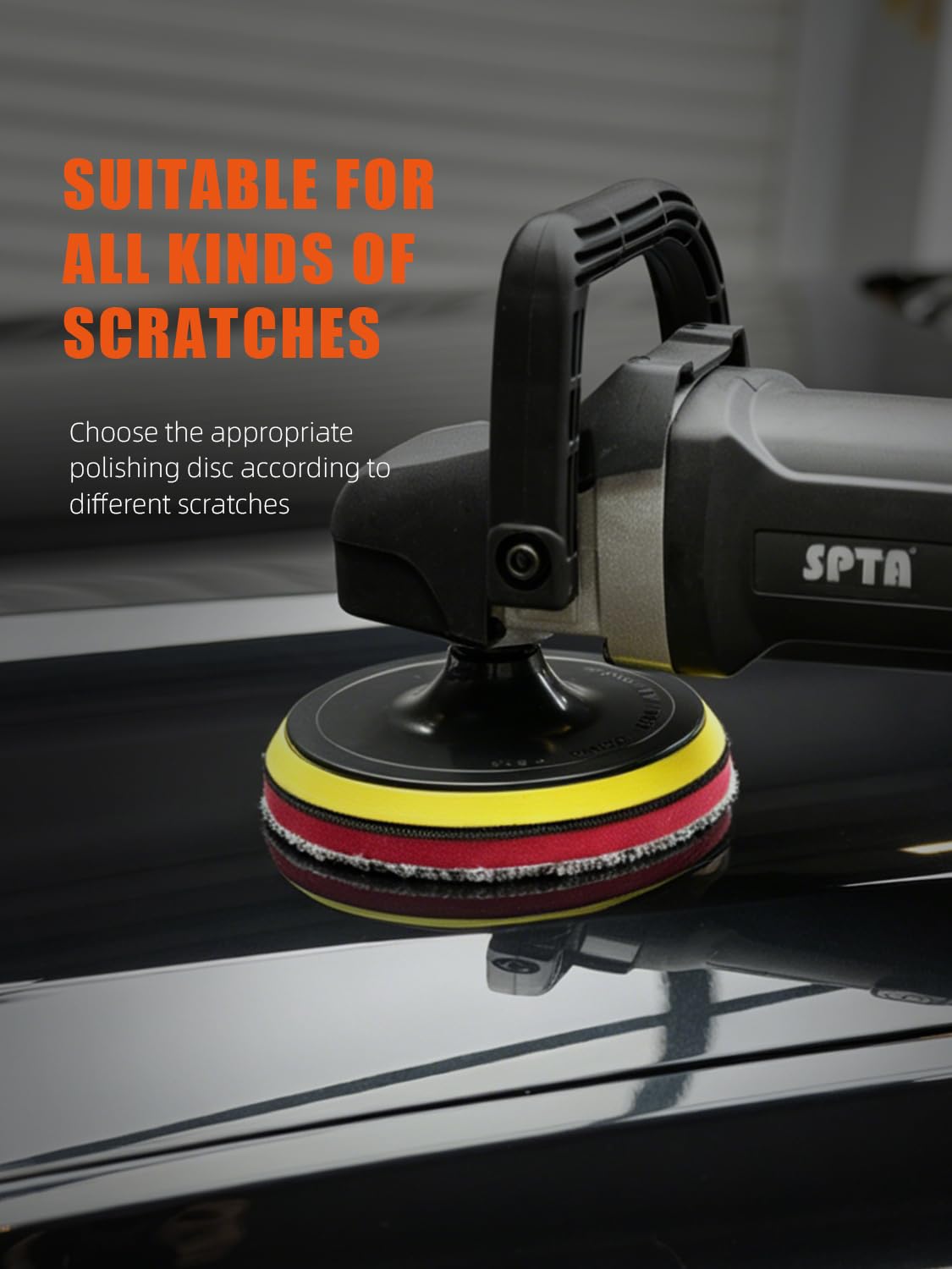 SPTA pad beside 5-inch backing plate showing correct fit and scale