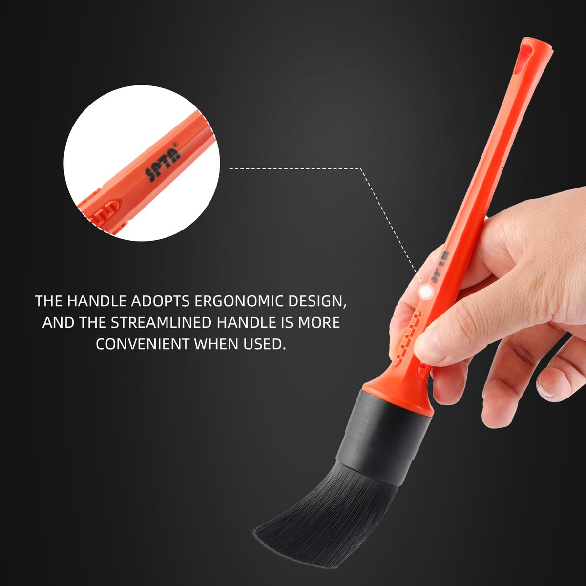 SPTA short handle cleaning brush held in hand for ergonomic grip and comfortable use
