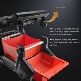 SPTA storage drawer open with tools inside, keeps parts organized and accessible