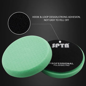 SPTA pad mounted on a 6-inch backing plate showing fit and proper alignment for standard polishers