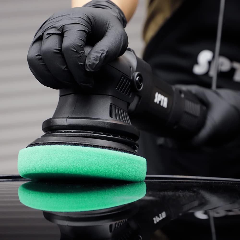 SPTA three pads stacked in a lifestyle setting showing kit readiness for professional detailing
