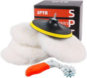 SPTA wool polishing pad front packaging showing kit contents and benefits