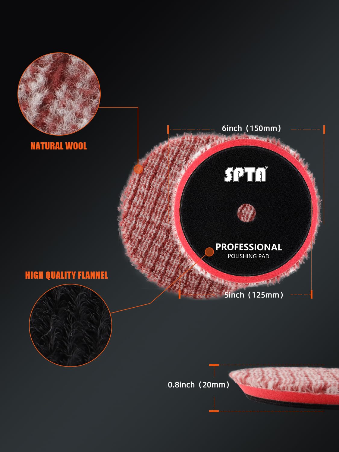SPTA mounted on 5-inch backing plate demonstrating secure hook-and-loop fit