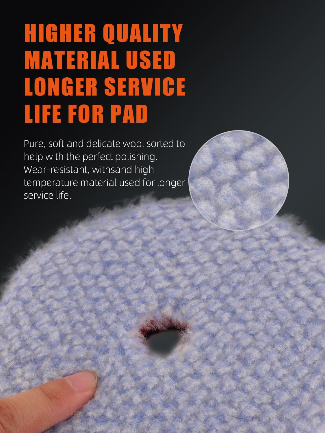 SPTA wool pad mounted on 5" backing plate for easy installation