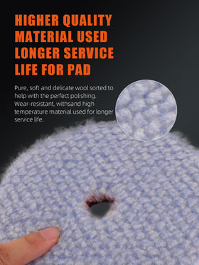 SPTA wool pad mounted on 5" backing plate for easy installation