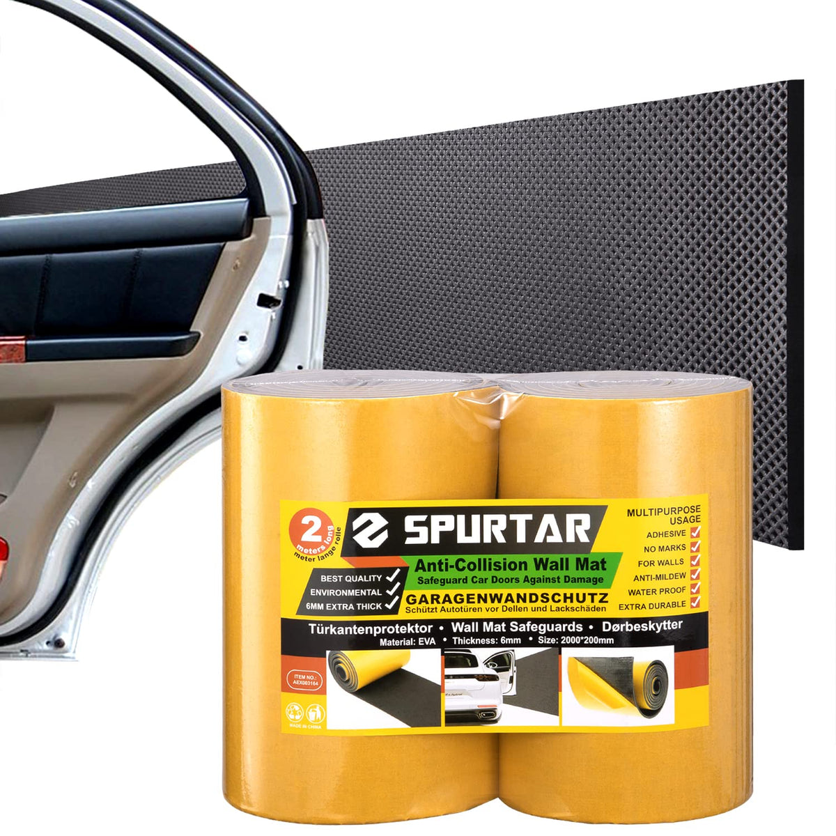 Spurtar front packaging showing product length and benefit of wall protection