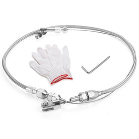 Spurtar front view of 24 inch throttle cable showing polished braid and connectors for durable fit