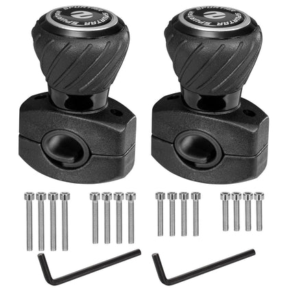 Spurtar front view of two black knobs showing compact design and improved grip