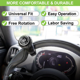 Spurtar knob installed in car demonstrating easier one-hand steering control