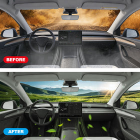 Spurtar filter in car interior scene conveying fresher cabin air benefit
