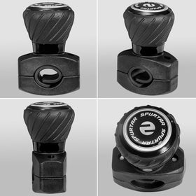 Spurtar product box and two knobs displayed with included hardware