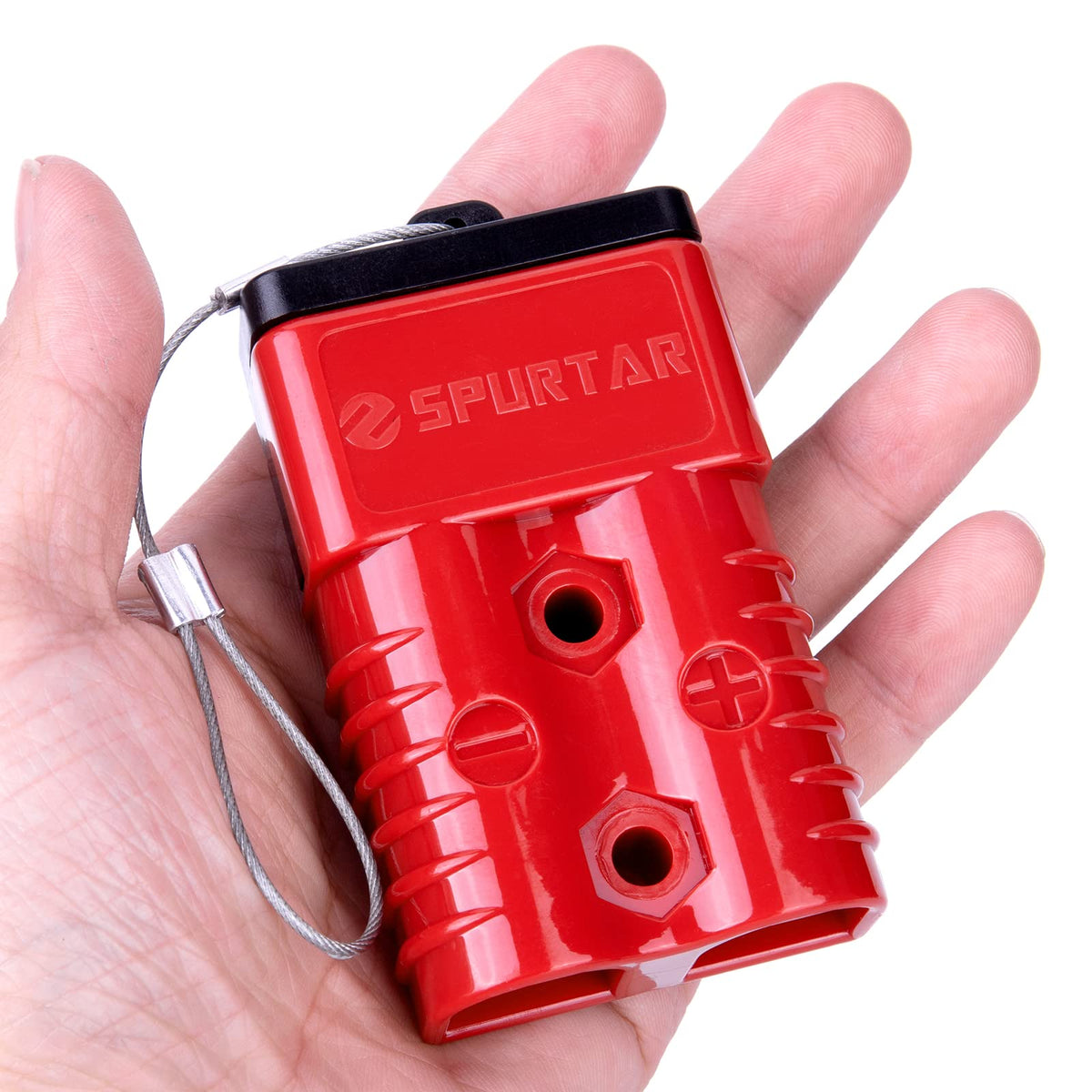 Spurtar terminal being crimped showing secure joint and reliable conductivity