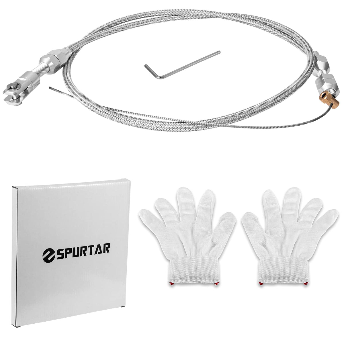 Spurtar throttle cable under-hood lifestyle image showing durable visual upgrade