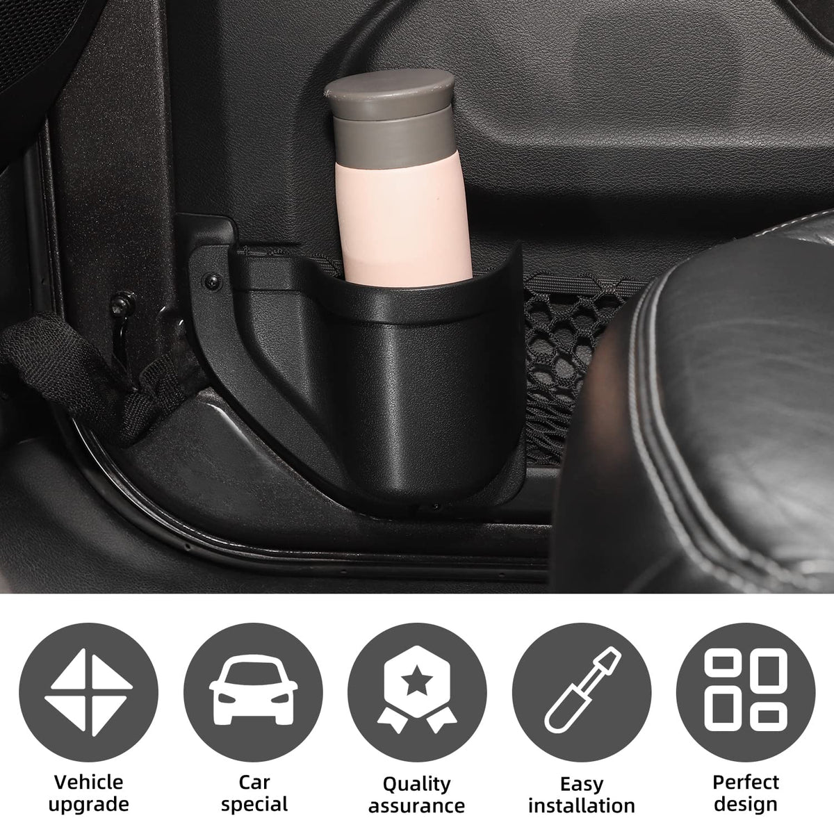 SQQP installed on Jeep front door demonstrating secure screw-mounted stability while driving