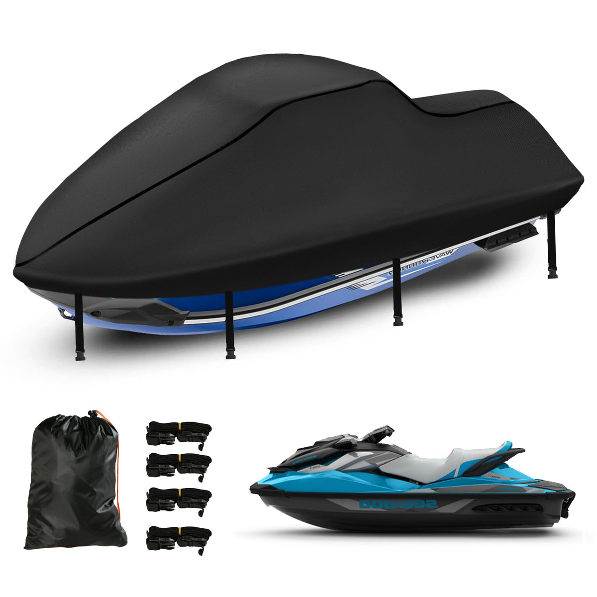 SRIMMIT front view covered jetski showing snug fit and protection