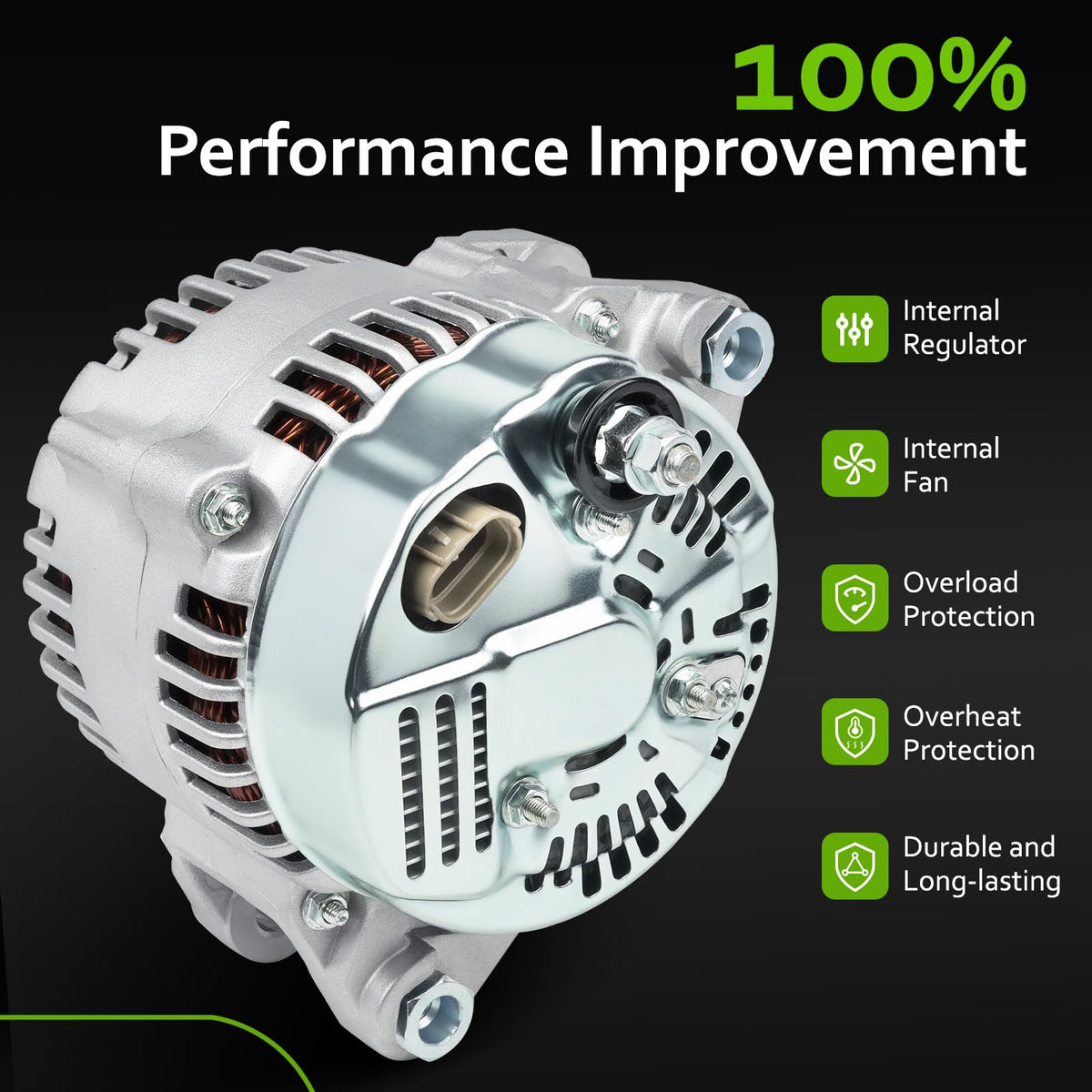 srosant alternator internal fan and regulator detail showing cooling efficiency