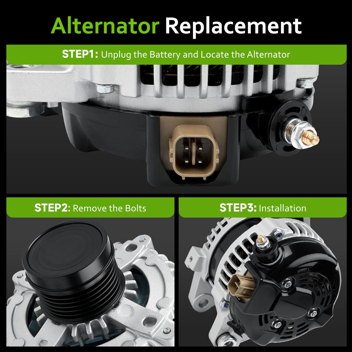 srosant alternator label and part numbers clearly displayed for correct cross-referencing