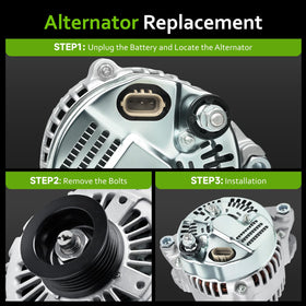srosant alternator boxed with warranty card indicating included one-year coverage