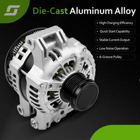 srosant alternator installed in engine bay illustrating direct-fit benefit