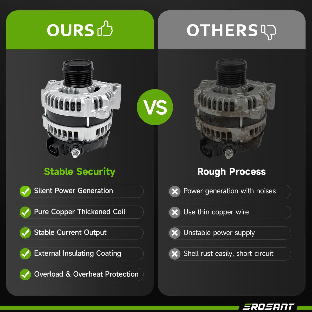 srosant label and part numbers showing matched OEM references for fit assurance