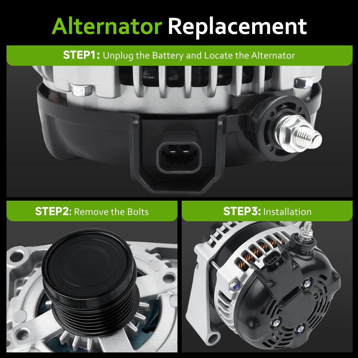 srosant alternator packaging and accessories showing protected shipment benefits