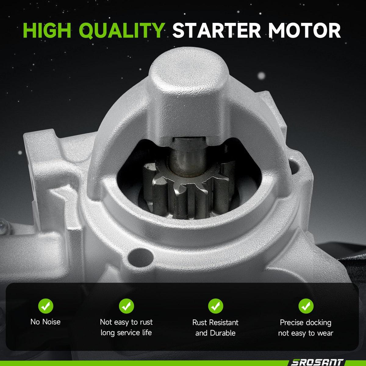 srosant starter installed in engine bay demonstrating direct swap