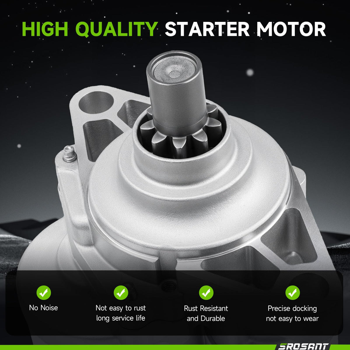 srosant starter installed in engine bay demonstrating direct-fit convenience