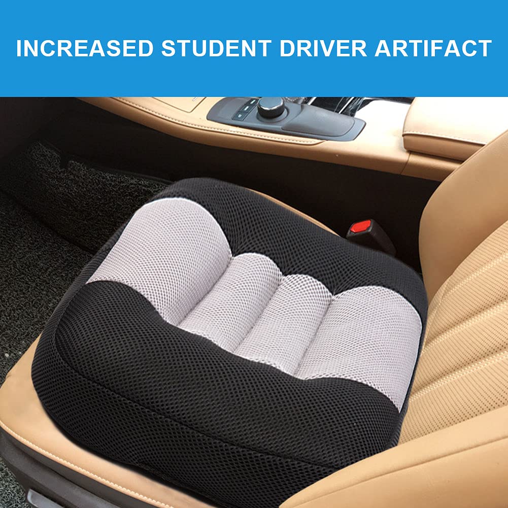 Srutirbo installed on car seat improving driver visibility and posture