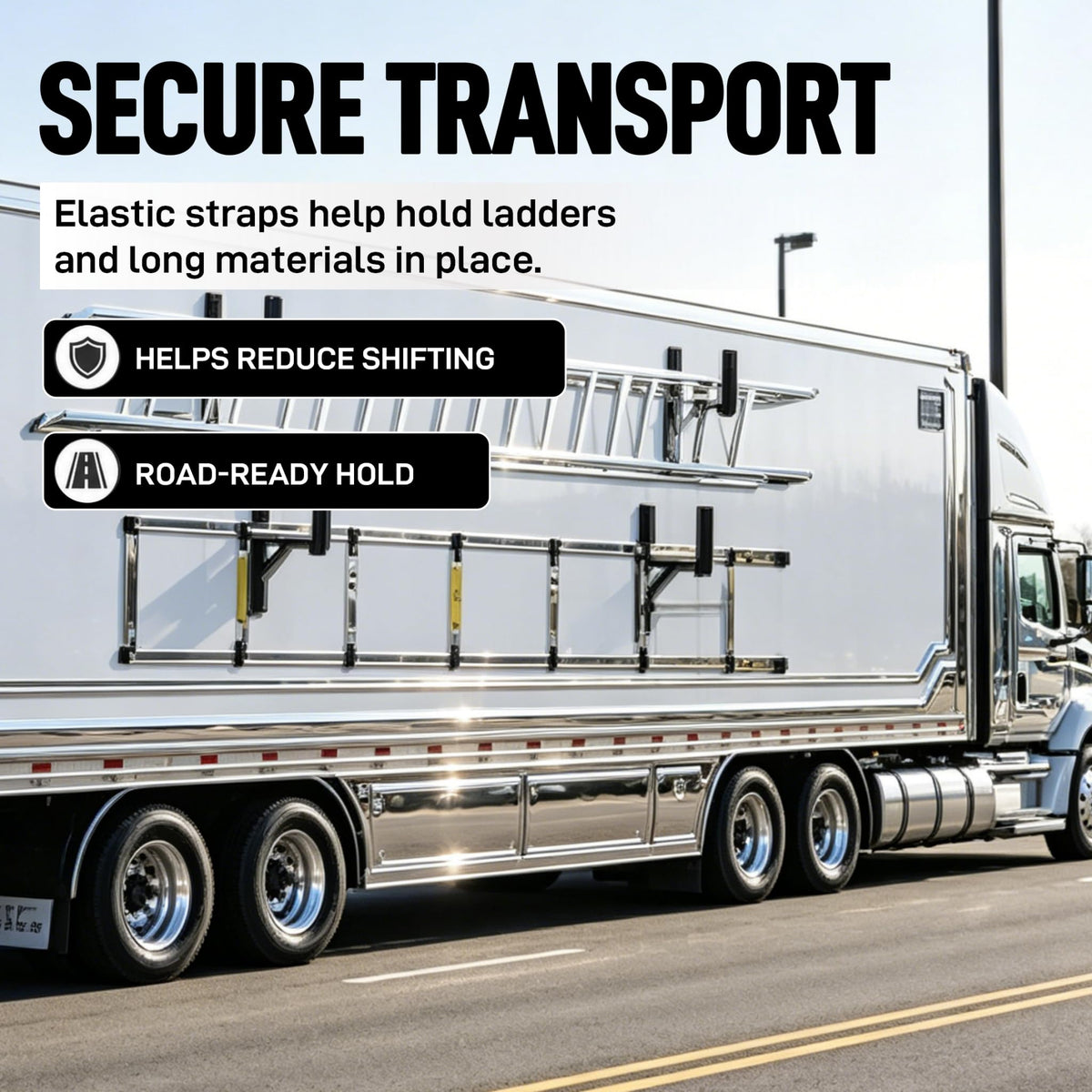 Sskzchh ladder stored on rack inside trailer illustrating organized cargo