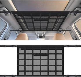 SSNNUU front view of ceiling cargo net showing full storage capacity and organization