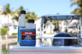 Close-up of STA-BIL 360 liquid showing clear texture for fuel compatibility
