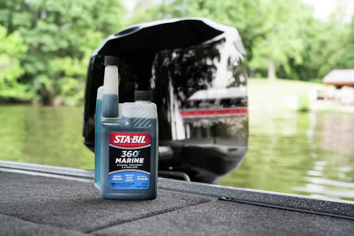 STA-BIL 360 in use near a watercraft demonstrating seasonal protection