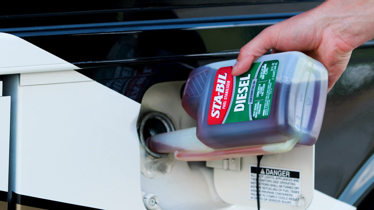 STA-BIL label highlighting features and safe compatibility with biodiesel